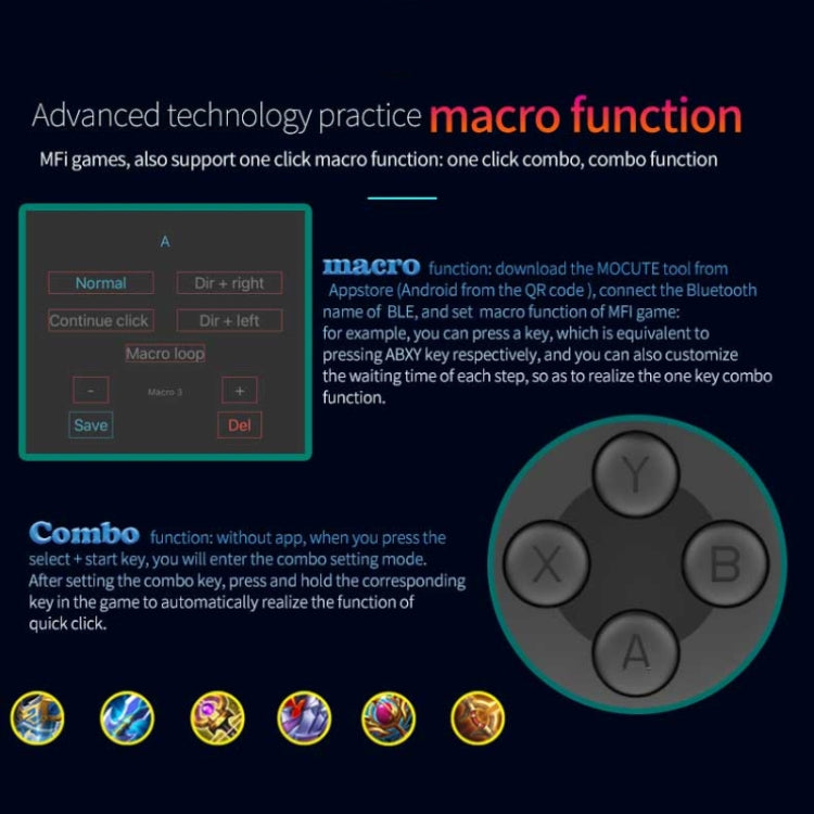 MOCUTE 060 Stretch Dual Joystick Bluetooth Gamepad For Android & iOS(Red+Blue)