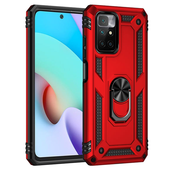 For Xiaomi Redmi 10 Shockproof TPU + PC Phone Case with 360 Degree Rotating Holder(Red)