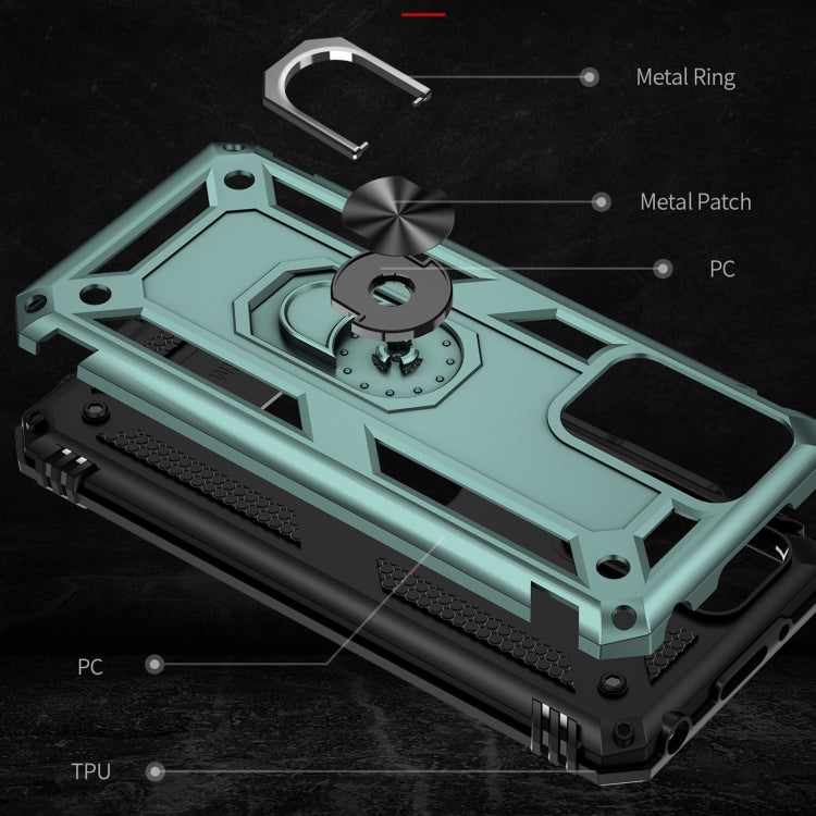 For Xiaomi Redmi 10 Shockproof TPU + PC Phone Case with 360 Degree Rotating Holder(Dark Green)