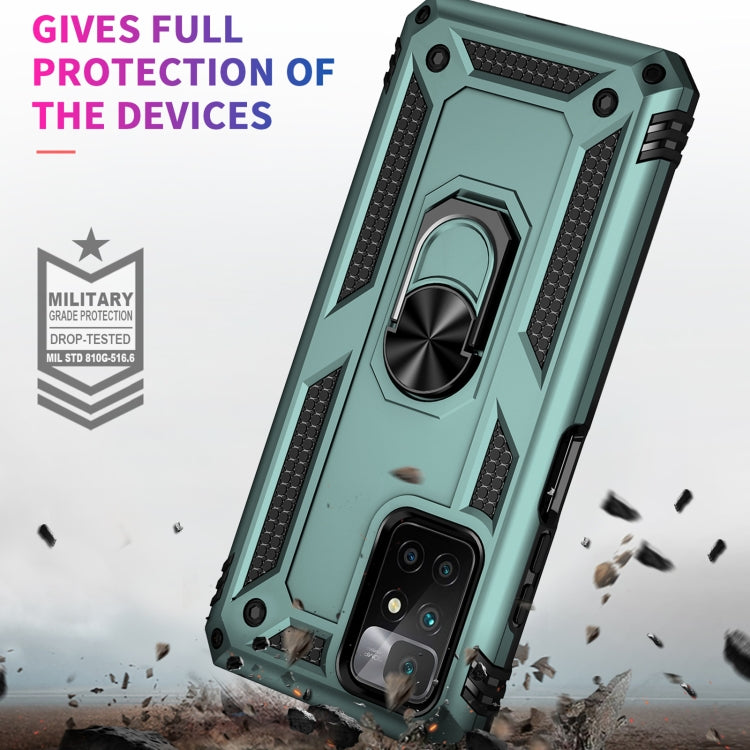 For Xiaomi Redmi 10 Shockproof TPU + PC Phone Case with 360 Degree Rotating Holder(Dark Green)