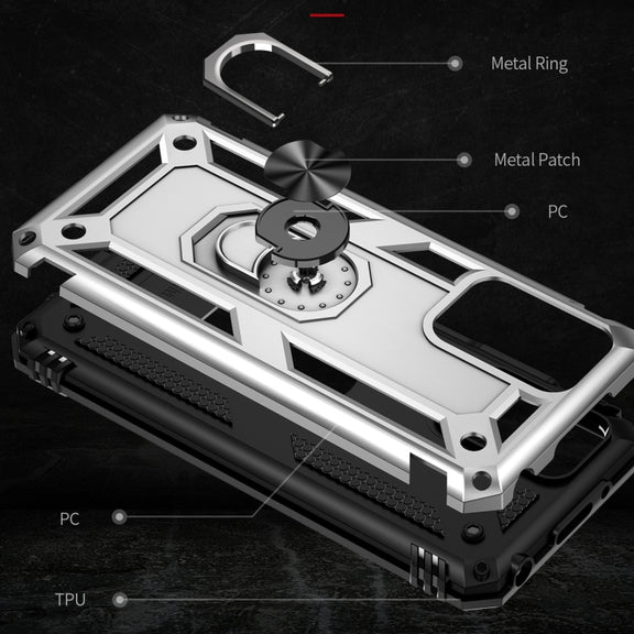 For Xiaomi Redmi 10 Shockproof TPU + PC Phone Case with 360 Degree Rotating Holder(Silver)