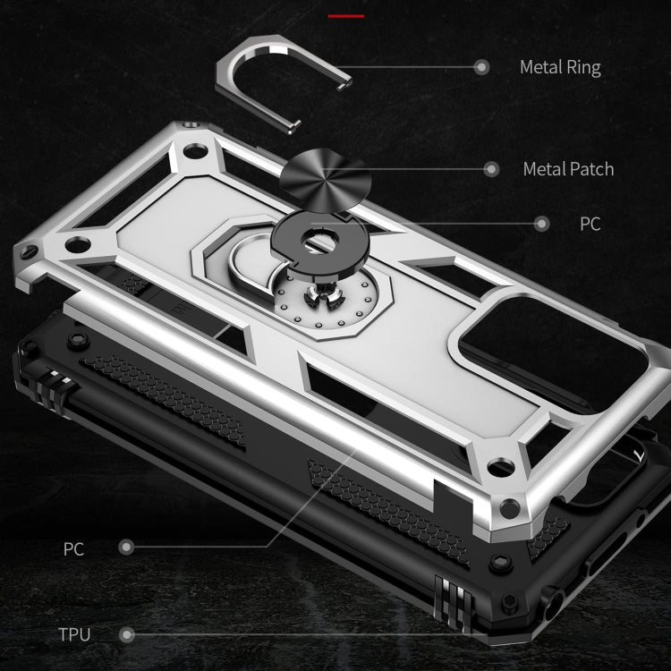 For Xiaomi Redmi 10 Shockproof TPU + PC Phone Case with 360 Degree Rotating Holder(Silver)