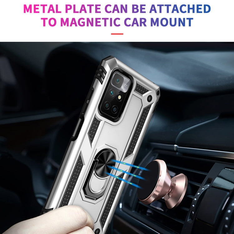 For Xiaomi Redmi 10 Shockproof TPU + PC Phone Case with 360 Degree Rotating Holder(Silver)