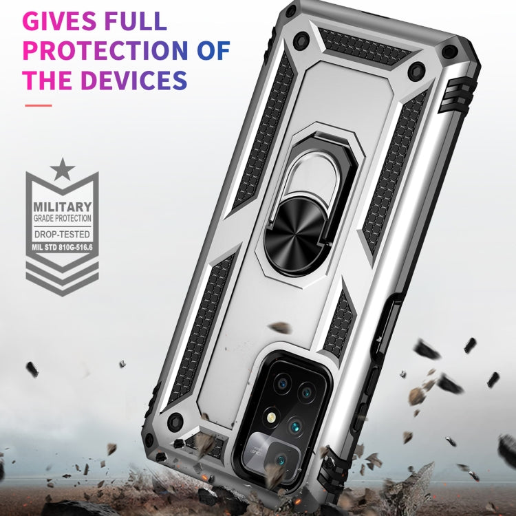 For Xiaomi Redmi 10 Shockproof TPU + PC Phone Case with 360 Degree Rotating Holder(Silver)