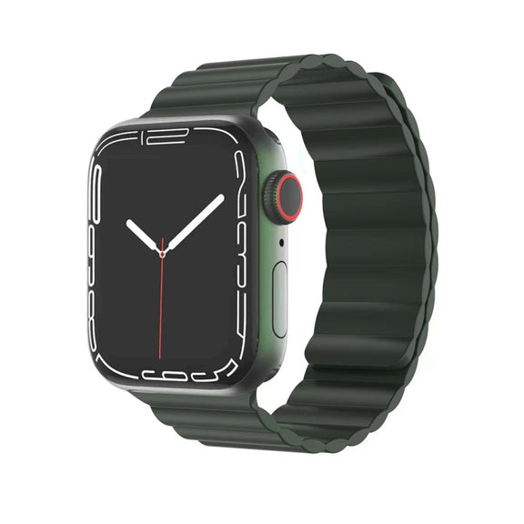 Mutural Liquid Silicone Magnetic Strap Watch Band For Apple Watch Ultra 49mm&Watch Ultra 2 49mm / Series 9&8&7 45mm / SE 3&SE 2&6&SE&5&4 44mm / 3&2&1 42mm(Green)