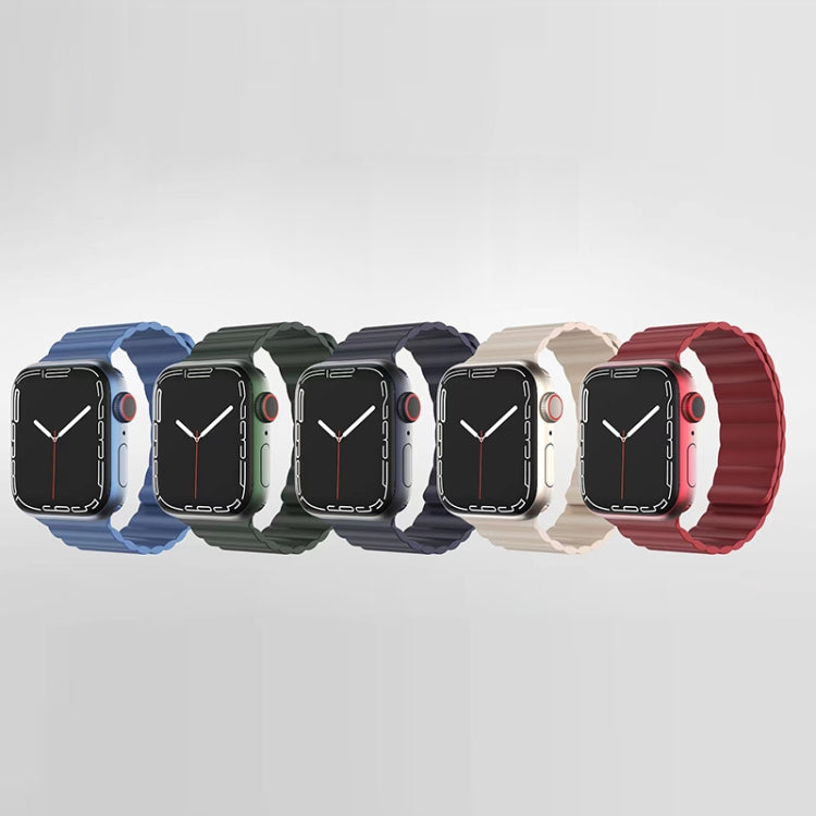 Mutural Liquid Silicone Magnetic Strap Watch Band For Apple Watch Ultra 49mm&Watch Ultra 2 49mm / Series 9&8&7 45mm / SE 3&SE 2&6&SE&5&4 44mm / 3&2&1 42mm(Red) - free shipping - PMC TechLife - Order now!