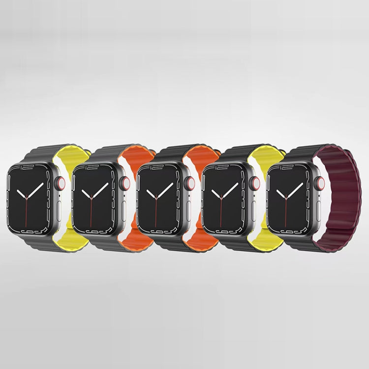 Mutural Moran Series Liquid Silicone Magnetic Strap Watch Band For Apple Watch Series 9&8&7 41mm / SE 3&SE 2&6&SE&5&4 40mm / 3&2&1 38mm(Black + Wine Red) - free shipping - PMC TechLife - Order now!