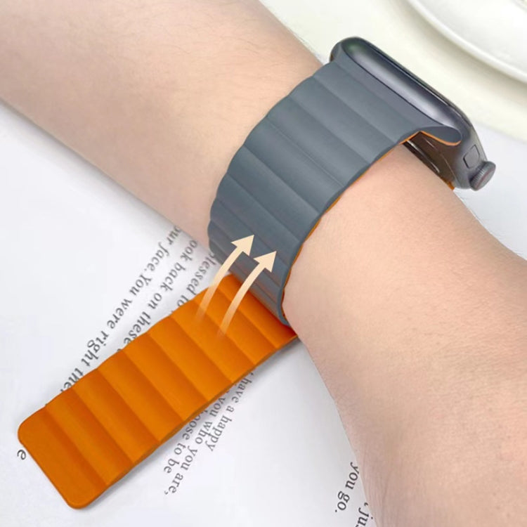 Mutural Moran Series Liquid Silicone Magnetic Strap Watch Band For Apple Watch Series 9&8&7 41mm / SE 3&SE 2&6&SE&5&4 40mm / 3&2&1 38mm(Grey + Orange) - free shipping - PMC TechLife - Order now!