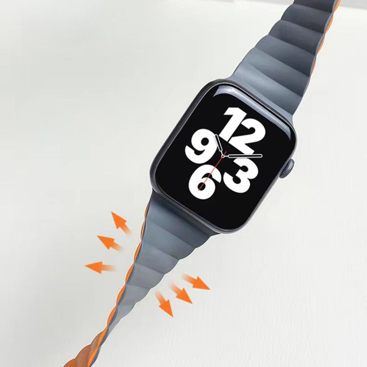 Mutural Moran Series Liquid Silicone Magnetic Strap Watch Band For Apple Watch Series 9&8&7 41mm / SE 3&SE 2&6&SE&5&4 40mm / 3&2&1 38mm(Grey + Orange) - free shipping - PMC TechLife - Order now!