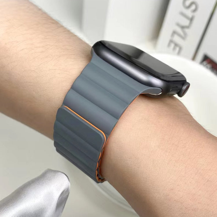 Mutural Moran Series Liquid Silicone Magnetic Strap Watch Band For Apple Watch Series 9&8&7 41mm / SE 3&SE 2&6&SE&5&4 40mm / 3&2&1 38mm(Black + Wine Red) - free shipping - PMC TechLife - Order now!