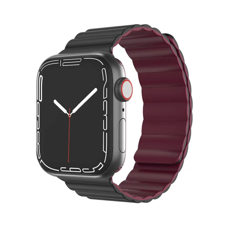 Mutural Moran Series Liquid Silicone Magnetic Strap Watch Band For Apple Watch Ultra 49mm&Watch Ultra 2 49mm / Series 9&8&7 45mm / SE 3&SE 2&6&SE&5&4 44mm / 3&2&1 42mm(Black + Wine Red) - free shipping - PMC TechLife - Order now!