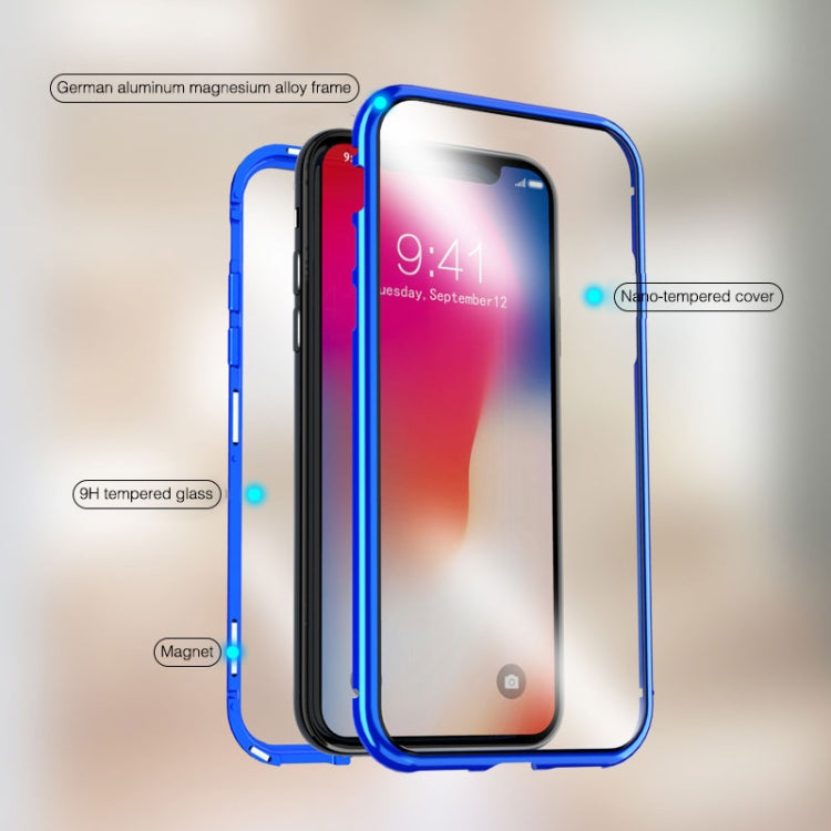 For iPhone X / XS Ultra Slim Double Sides Magnetic Adsorption Angular Frame Tempered Glass Magnet Flip Case(Gold) - More iPhone Cases by PMC TechLife | Online Shopping South Africa | PMC TechLife