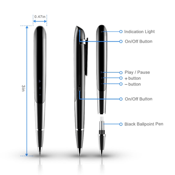 Q9 AI Intelligent High-definition Noise Reduction Conference Recording Pen Voice Control Recorder, Capacity:4GB(Black)