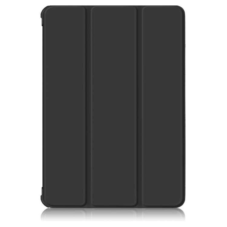 For Samsung Galaxy Tab S7 FE 12.4 Solid Color TPU Horizontal Flip Tablet Leather Case with 3-Fold Holder & Sleep / Wake-up Function(Black)