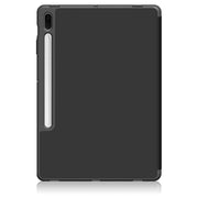 For Samsung Galaxy Tab S7 FE 12.4 Solid Color TPU Horizontal Flip Tablet Leather Case with 3-Fold Holder & Sleep / Wake-up Function(Black)