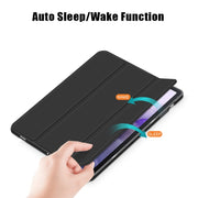For Samsung Galaxy Tab S7 FE 12.4 Solid Color TPU Horizontal Flip Tablet Leather Case with 3-Fold Holder & Sleep / Wake-up Function(Black)