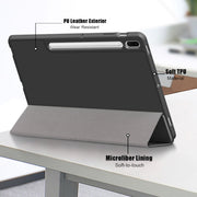 For Samsung Galaxy Tab S7 FE 12.4 Solid Color TPU Horizontal Flip Tablet Leather Case with 3-Fold Holder & Sleep / Wake-up Function(Black)