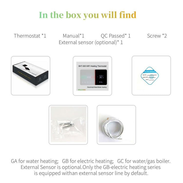 BHT-005-GCLW 220V AC 3A Smart Home Heating Thermostat for EU Box, Control Boiler Heating with Only Internal Sensor & WIFI Connection - free shipping - PMC TechLife - Order now!