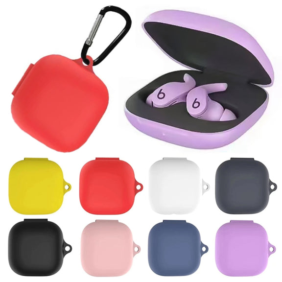 Pure Color Silicone Earphone Protective Case with Hook For Beats Fit Pro(Black)