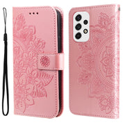 For Samsung Galaxy A53 5G 7-petal Flowers Embossing Pattern Horizontal Flip CasePhone Case(Rose Gold)