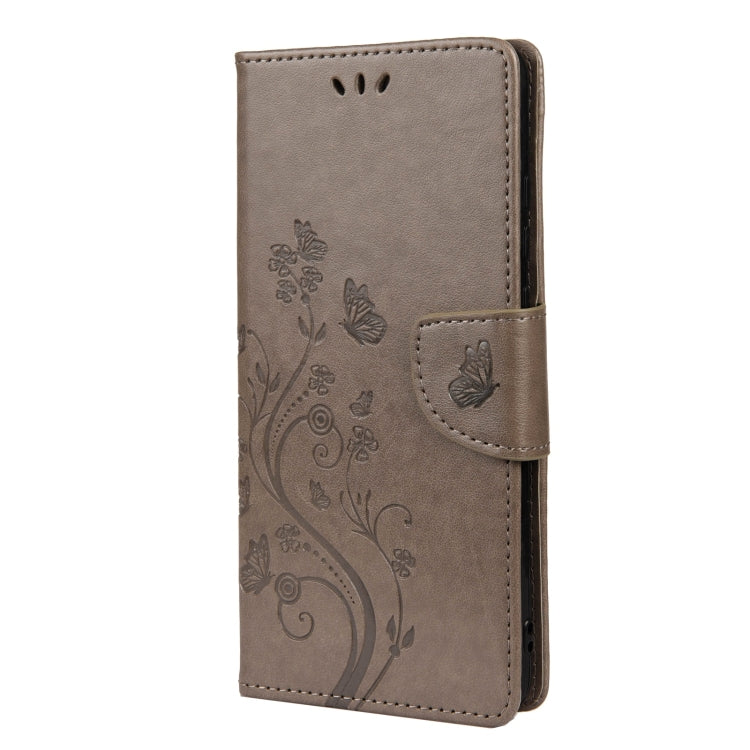 For Samsung Galaxy A33 5G Butterfly Flower Pattern Horizontal Flip Leather Phone Case with Card Slot & Holder(Grey) - Galaxy Phone Cases by PMC TechLife | Online Shopping South Africa | PMC TechLife | Buy Now Pay Later Mobicred