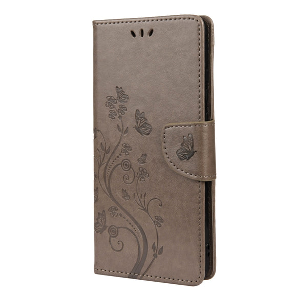 For Samsung Galaxy A33 5G Butterfly Flower Pattern Horizontal Flip Leather Phone Case with Card Slot & Holder(Grey)