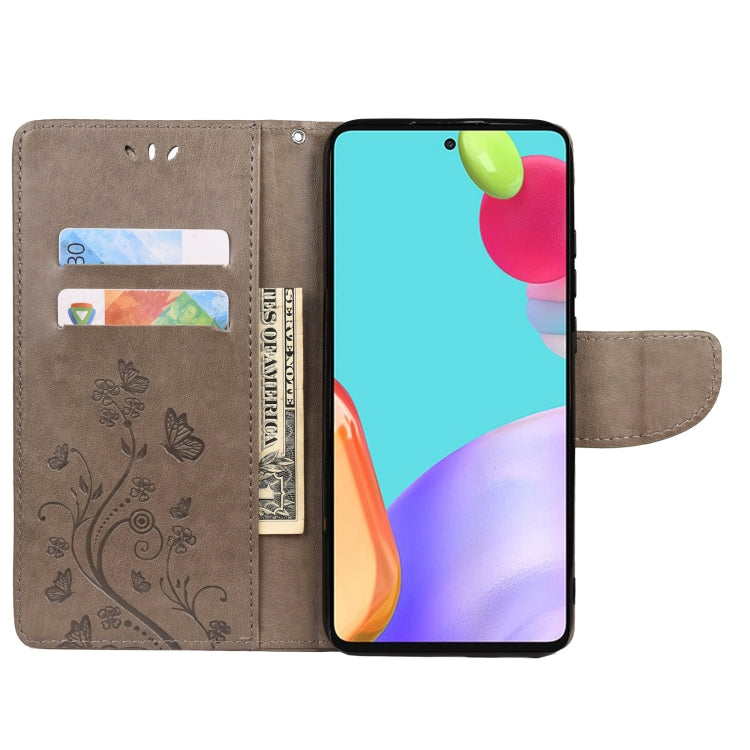 For Samsung Galaxy A33 5G Butterfly Flower Pattern Horizontal Flip Leather Phone Case with Card Slot & Holder(Grey) - Galaxy Phone Cases by PMC TechLife | Online Shopping South Africa | PMC TechLife | Buy Now Pay Later Mobicred