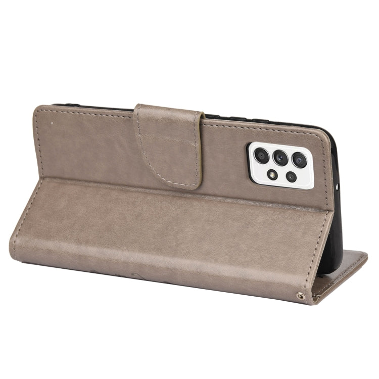 For Samsung Galaxy A33 5G Butterfly Flower Pattern Horizontal Flip Leather Phone Case with Card Slot & Holder(Grey) - Galaxy Phone Cases by PMC TechLife | Online Shopping South Africa | PMC TechLife | Buy Now Pay Later Mobicred