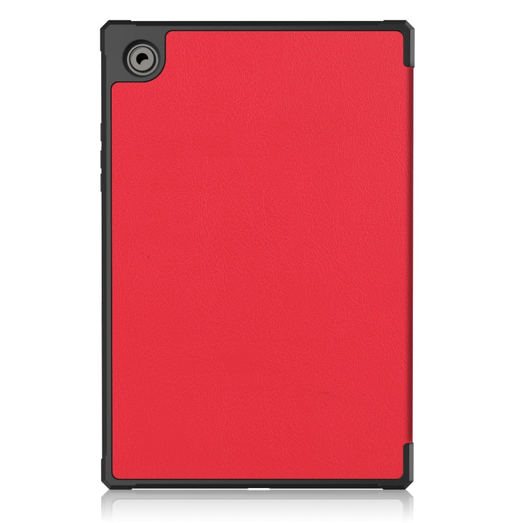 For Samsung Galaxy Tab A8 2021 SM-X205 3-Fold Holder Leather Tablet Case(Red)