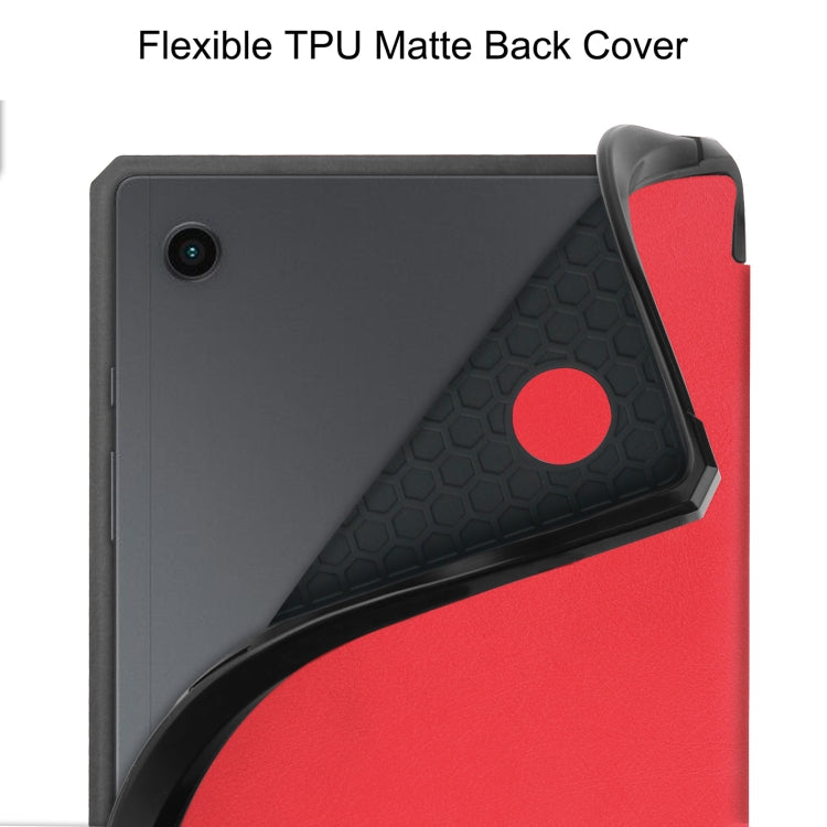 For Samsung Galaxy Tab A8 2021 SM-X205 3-Fold Holder Leather Tablet Case(Red)
