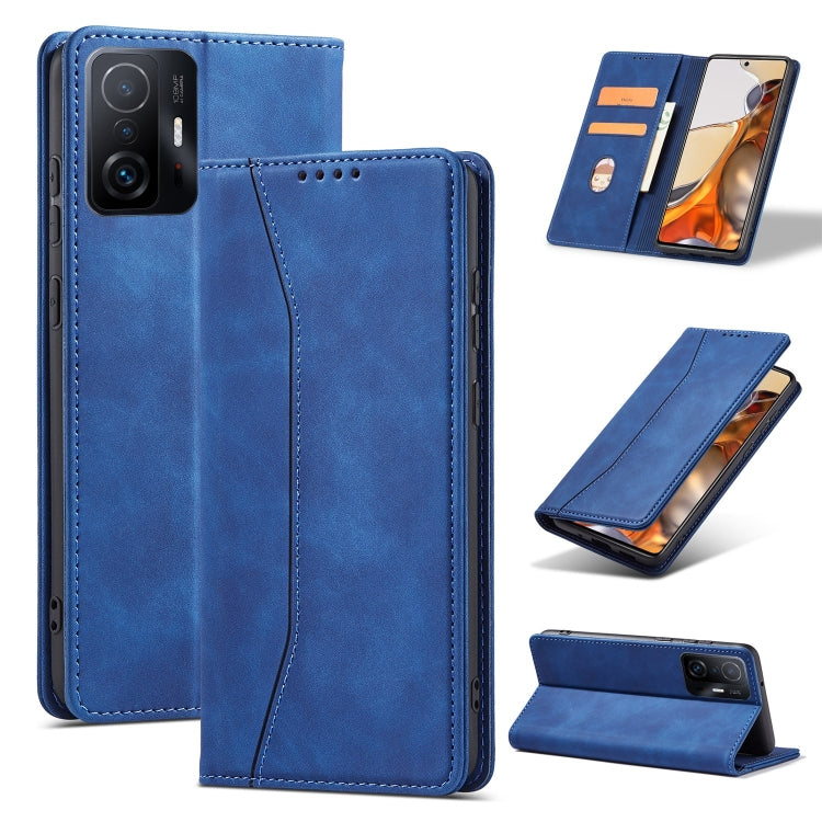 For Xiaomi Mi 11T / Mi 11T Pro Magnetic Dual-fold Leather Phone Case(Blue) - free shipping - PMC Jewellery - Order now!