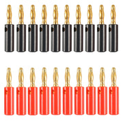 A6546 20 in 1 Car Red and Black Cover Gold-plated 4mm Banana Head Audio Plug