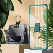 For Samsung Galaxy Z Flip3 5G GKK Shockproof Airbag Phone Case with Ring Holder(Transparent Black)