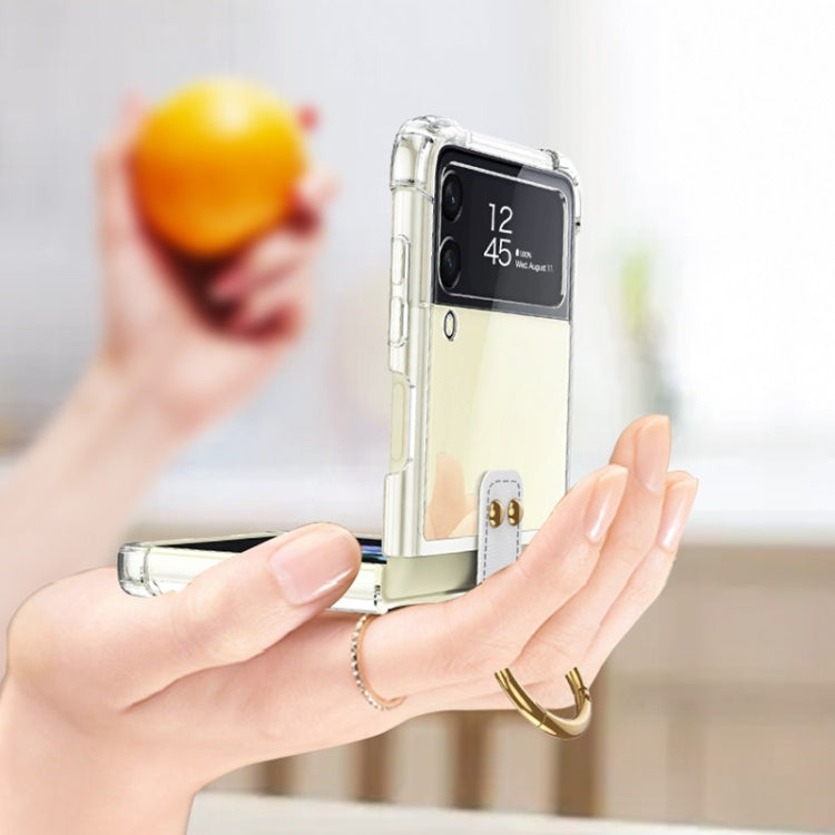 For Samsung Galaxy Z Flip3 5G GKK Shockproof Airbag Phone Case with Ring Holder(Transparent Black)