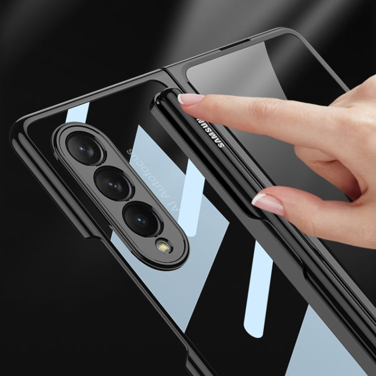 For Samsung Galaxy Z Fold3 5G GKK Integrated Electroplating + Glass Phone Case with Pen Slot(Dark Green) - Galaxy Phone Cases by GKK | Online Shopping South Africa | PMC TechLife | Buy Now Pay Later Mobicred