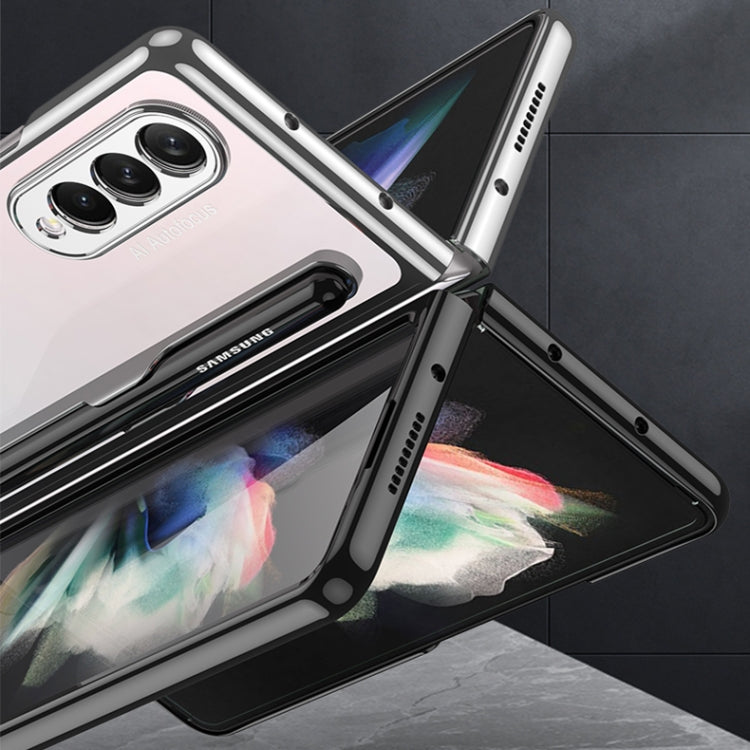 For Samsung Galaxy Z Fold3 5G GKK Integrated Electroplating + Glass Phone Case with Pen Slot(Dark Green) - Galaxy Phone Cases by GKK | Online Shopping South Africa | PMC TechLife | Buy Now Pay Later Mobicred