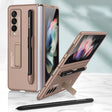 For Samsung Galaxy Z Fold3 5G GKK Ultra-thin PC Phone Flip Case with Holder & Pen Slot(Gold) - Galaxy Phone Cases by GKK | Online Shopping South Africa | PMC TechLife | Buy Now Pay Later Mobicred