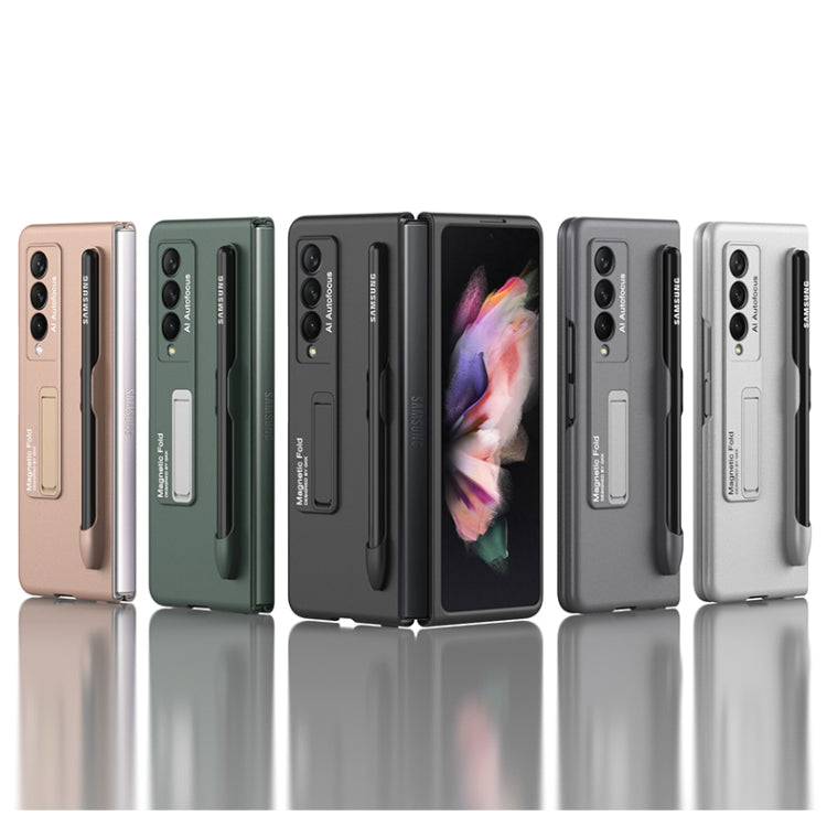 For Samsung Galaxy Z Fold3 5G GKK Ultra-thin PC Phone Flip Case with Holder & Pen Slot(Silver) - Galaxy Phone Cases by GKK | Online Shopping South Africa | PMC TechLife | Buy Now Pay Later Mobicred