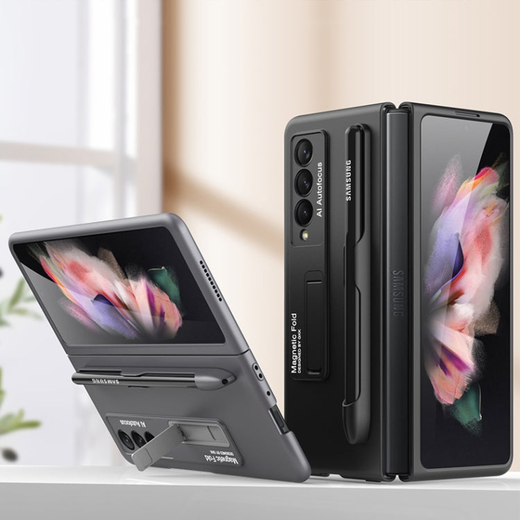For Samsung Galaxy Z Fold3 5G GKK Ultra-thin PC Phone Flip Case with Holder & Pen Slot(Black) - Galaxy Phone Cases by GKK | Online Shopping South Africa | PMC TechLife | Buy Now Pay Later Mobicred