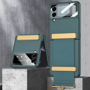 For Samsung Galaxy Z Flip3 5G GKK Ultra-thin Full Coverage Phone Case with Wristband(Green)