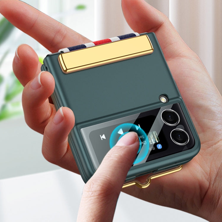 For Samsung Galaxy Z Flip3 5G GKK Ultra-thin Full Phone Flip Case with Color Wristband(Black) - free shipping - PMC TechLife - Order now!