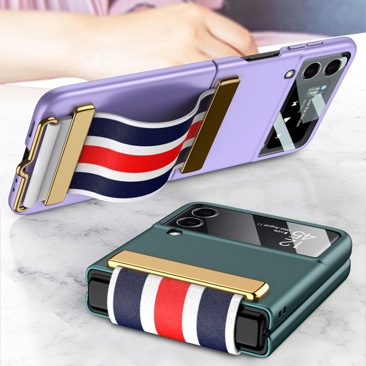 For Samsung Galaxy Z Flip3 5G GKK Ultra-thin Full Phone Flip Case with Color Wristband(Black) - free shipping - PMC TechLife - Order now!