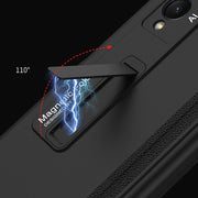 For Samsung Galaxy Z Fold3 5G GKK Magnetic Full Coverage Phone Flip Case with Holder(Dark Green)