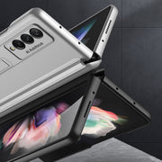 For Samsung Galaxy Z Fold3 5G GKK Magnetic Full Coverage Phone Flip Case with Holder(Dark Green)
