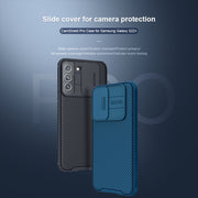 For Samsung Galaxy S22+ 5G NILLKIN Black Mirror Pro Series Camshield Phone Case(Blue)