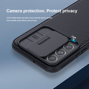 For Samsung Galaxy S22+ 5G NILLKIN Black Mirror Pro Series Camshield Phone Case(Blue)