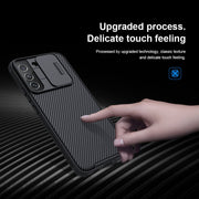For Samsung Galaxy S22+ 5G NILLKIN Black Mirror Pro Series Camshield Phone Case(Blue)