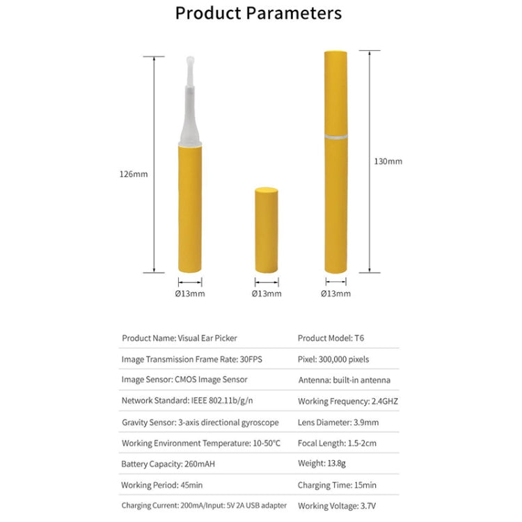 T6 Portable Wireless Smart Visual Earpick Earwax Removal Tool(White) - Ear Care Tools by PMC TechLife | Online Shopping South Africa | PMC TechLife