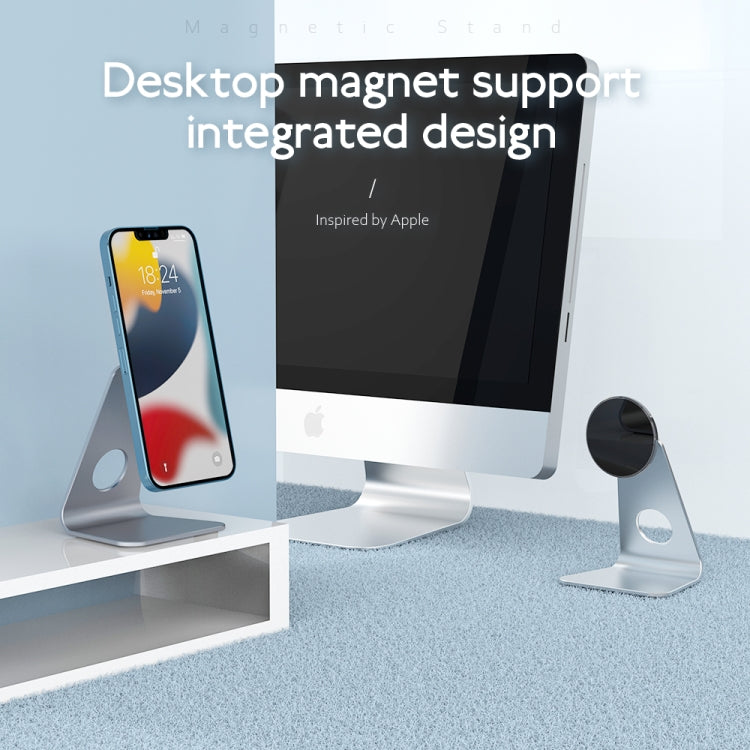 R-JUST SJ19 Round Desktop Magnetic Holder(Grey) - Desktop Holder by R-JUST | Online Shopping South Africa | PMC TechLife | Buy Now Pay Later Mobicred