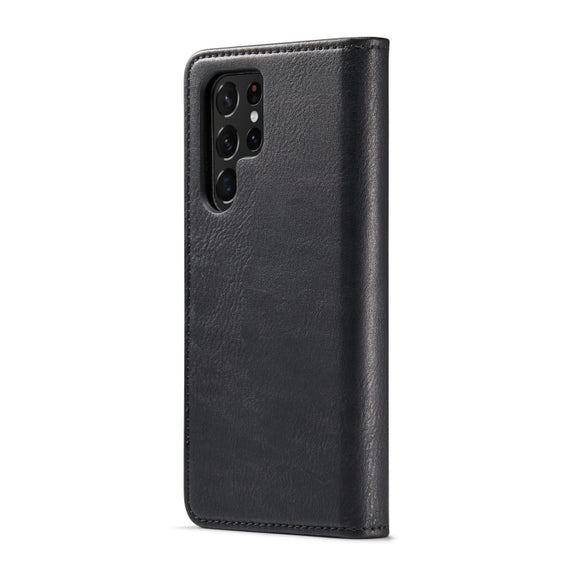 For Samsung Galaxy S22 Ultra 5G DG.MING Crazy Horse Texture Detachable Magnetic Leather Phone Case(Black)